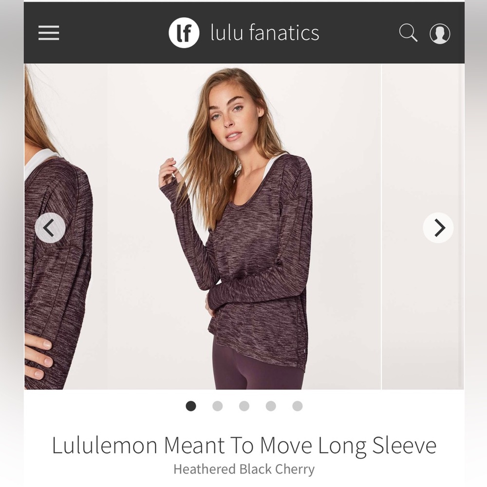 Lululemon meant to move long sleeve tee heathered black cherry size 6